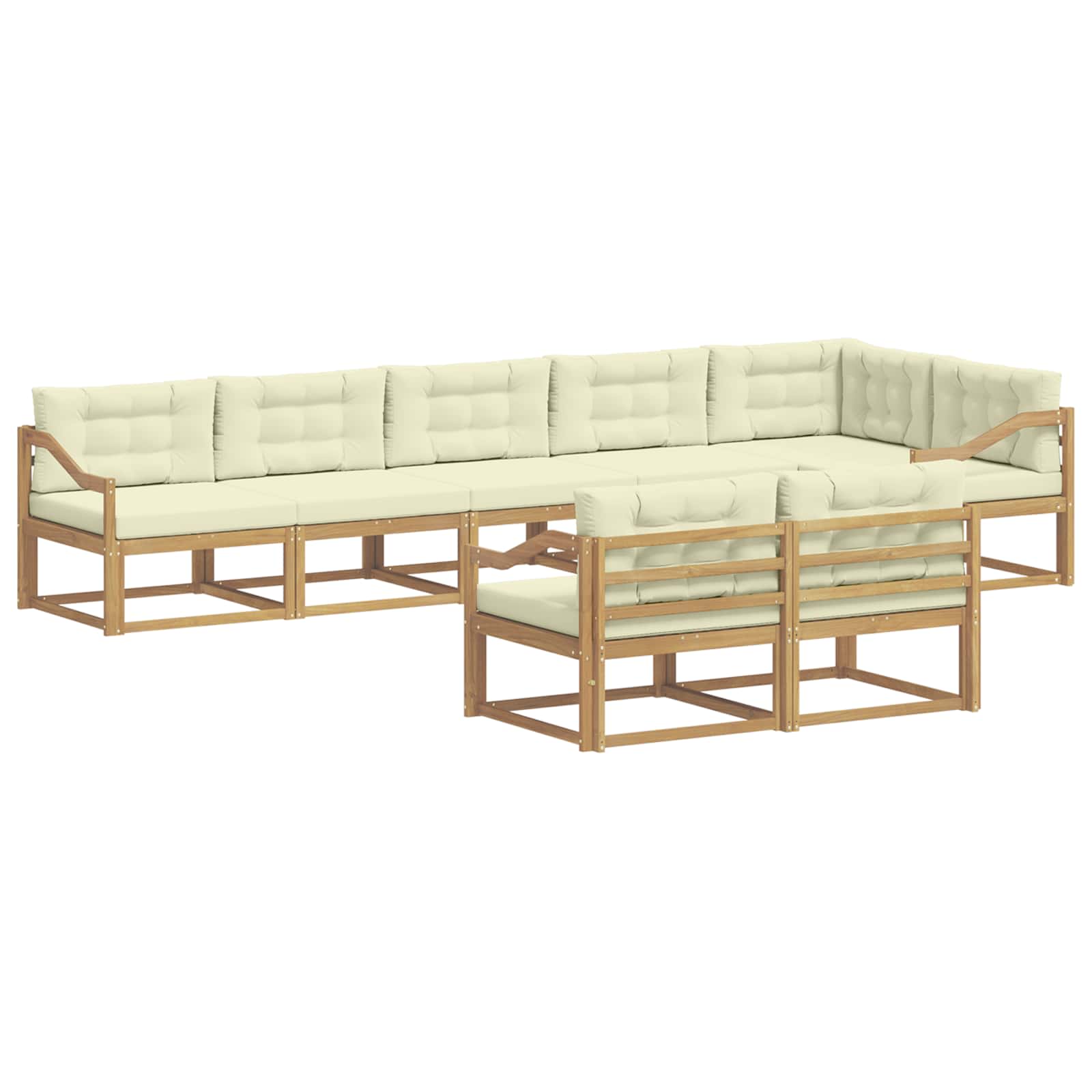 Udendørs sofagruppe 6 pcs Hvid og cremefarvet Polyester