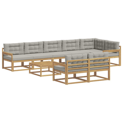 Udendørs sofagruppe 9 pcs Hvid og lysegrå 79 x 79 x 37 cm