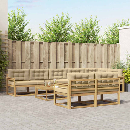 Udendørs sofagruppe 9 pcs Hvid og Beige 79 x 79 x 37 cm
