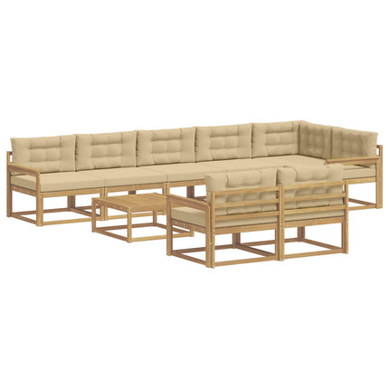 Udendørs sofagruppe 9 pcs Hvid og Beige 79 x 79 x 37 cm
