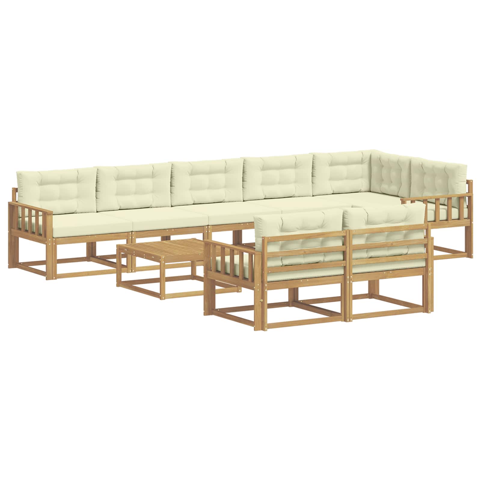 Udendørs sofagruppe 9 pcs Hvid og cremefarvet 79 x 79 x 37 cm