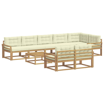 Udendørs sofagruppe 9 pcs Hvid og cremefarvet 79 x 79 x 37 cm