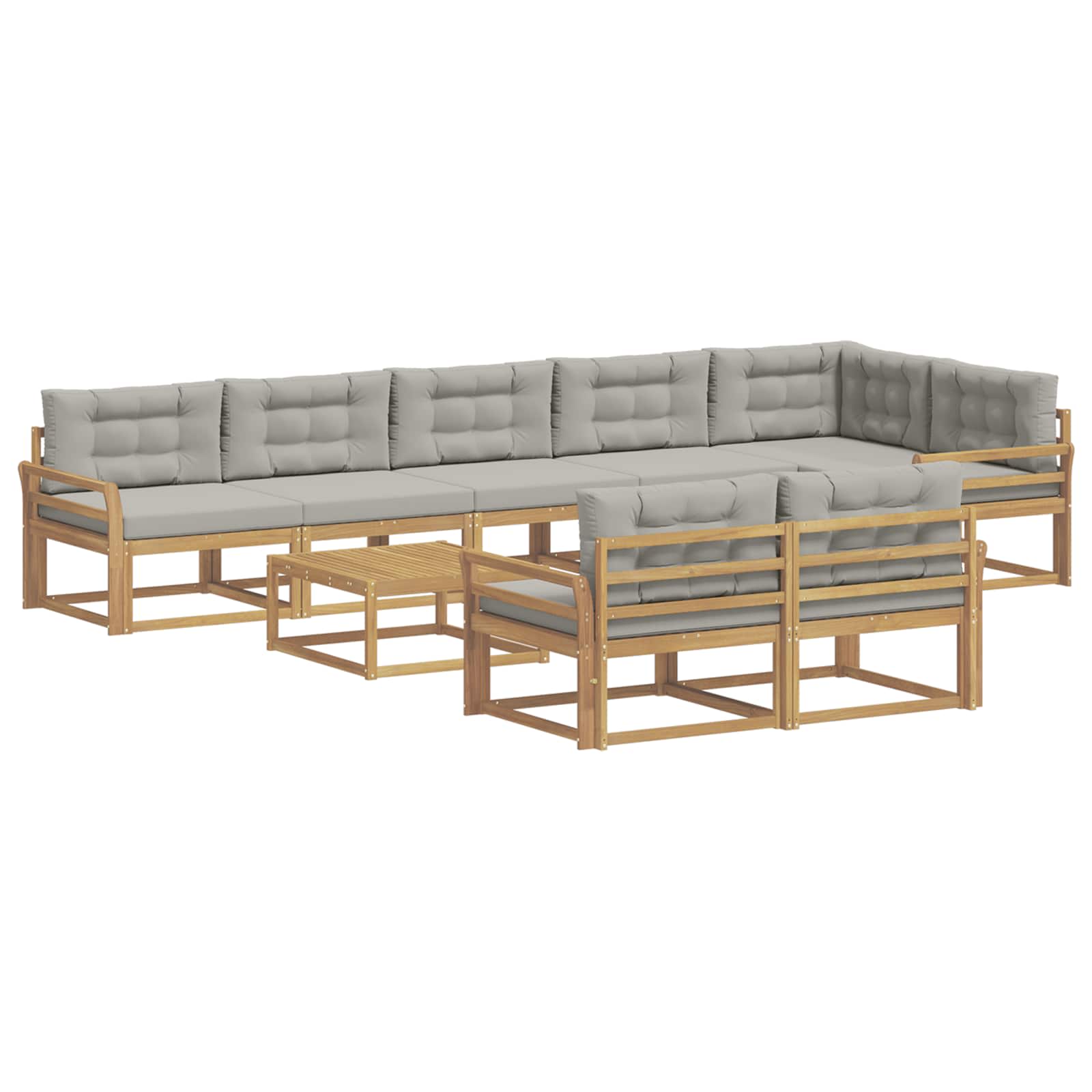 Udendørs sofagruppe 9 pcs Hvid og lysegrå 79 x 79 x 37 cm