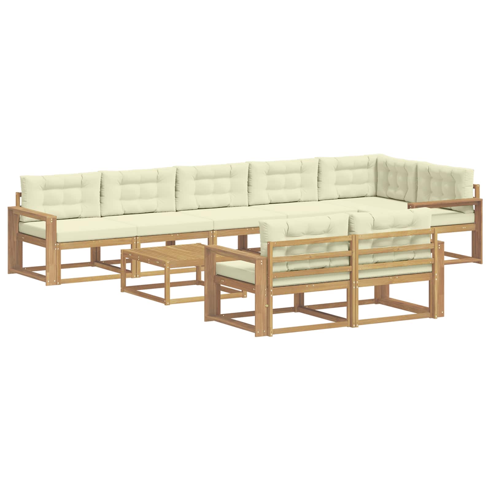 Udendørs sofagruppe 9 pcs Hvid og cremefarvet 79 x 79 x 37 cm