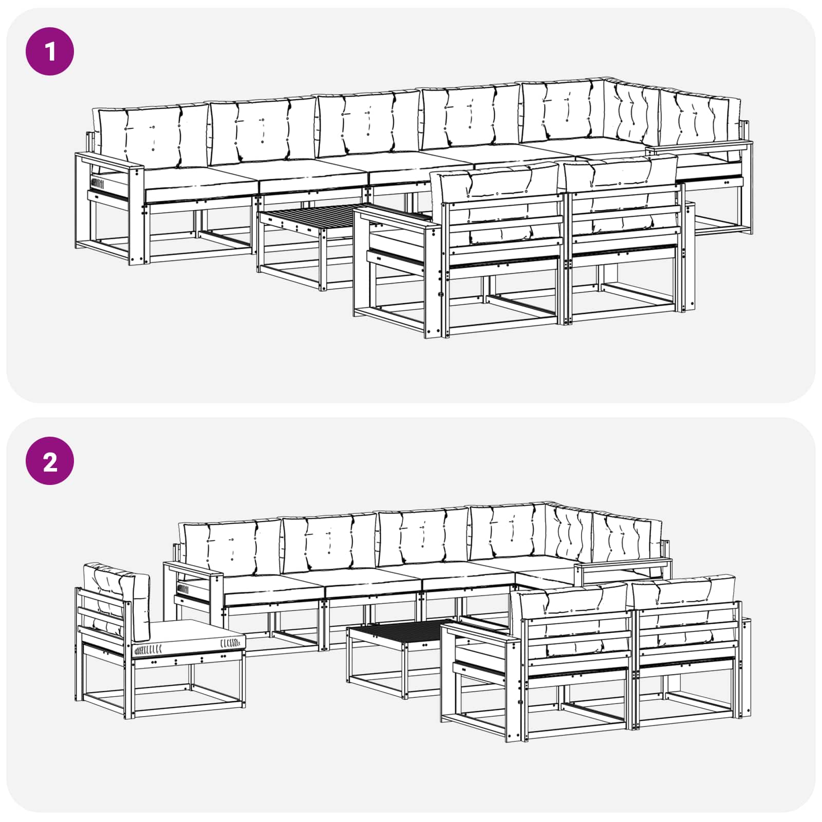 Udendørs sofagruppe 9 pcs Hvid og cremefarvet 79 x 79 x 37 cm