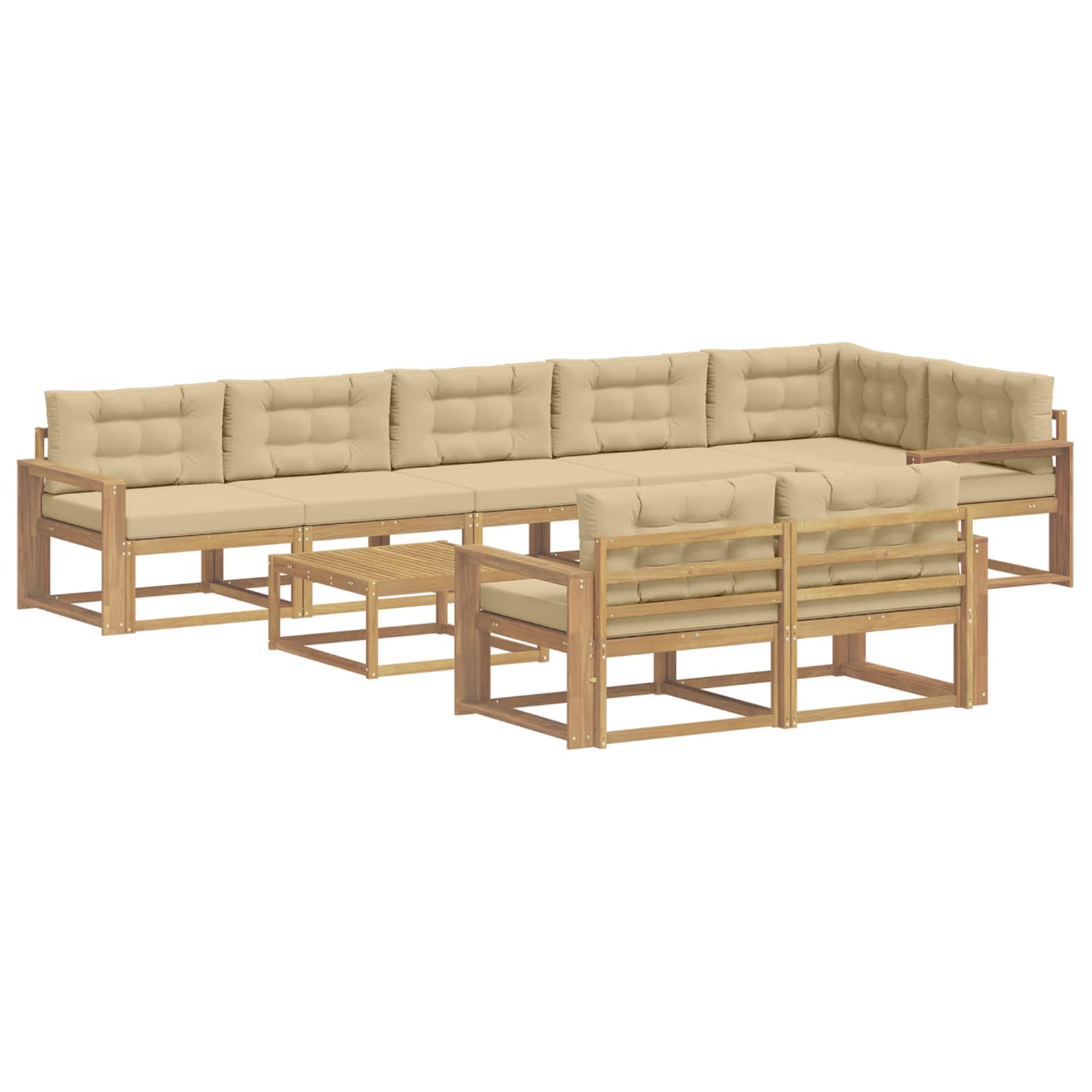 Udendørs sofagruppe 9 pcs Hvid og Beige 79 x 79 x 37 cm