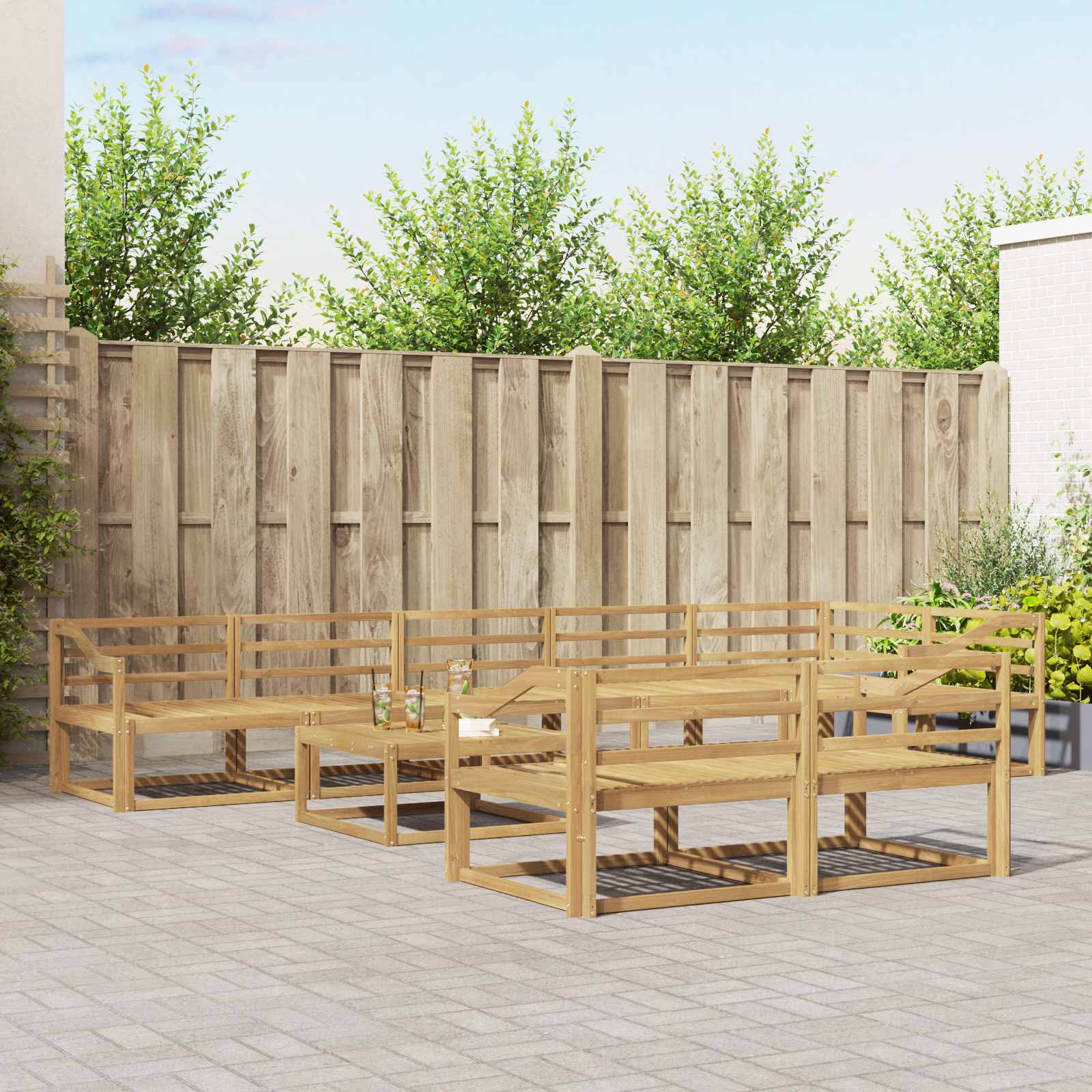 Udendørs sofagruppe 9 pcs Hvid 79 x 79 x 37 cm