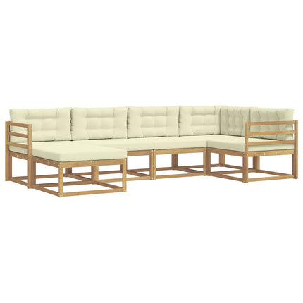 Udendørs sofagruppe 5 pcs Hvid og cremefarvet Polyester
