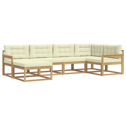 Udendørs sofagruppe 5 pcs Hvid og cremefarvet Polyester
