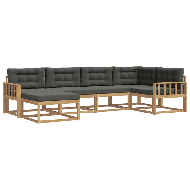Udendørs sofagruppe med pude 5 pcs Hvid og antracit Polyester
