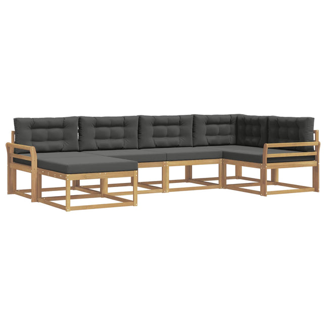 Udendørs sofagruppe med pude 5 pcs Hvid og antracit Polyester