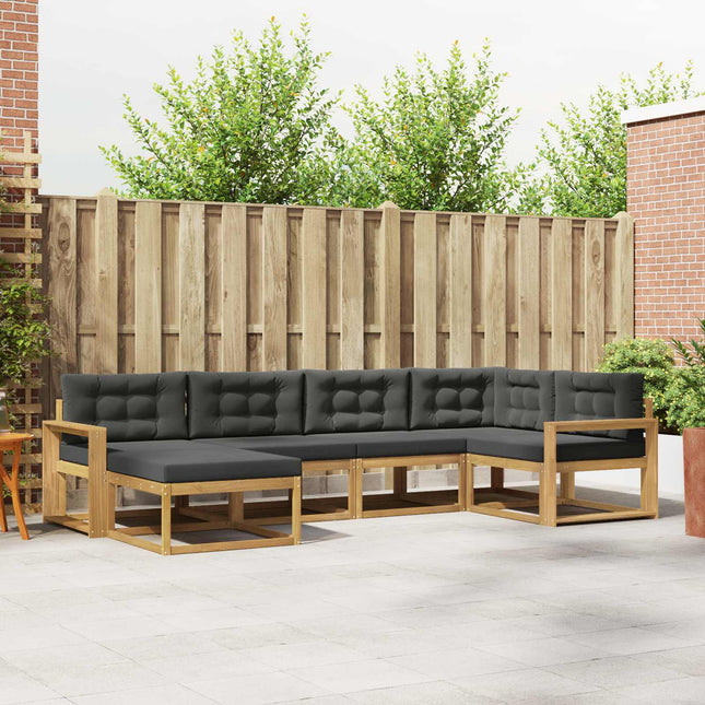 Udendørs sofagruppe med pude 5 pcs Hvid og antracit Polyester