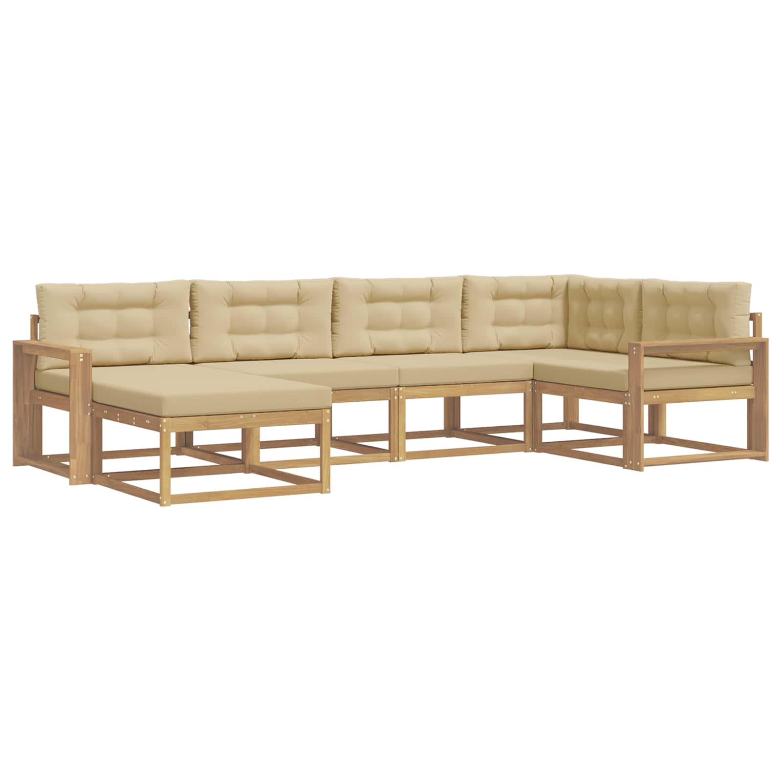 Udendørs sofagruppe med pude 5 pcs Hvid og Beige Polyester