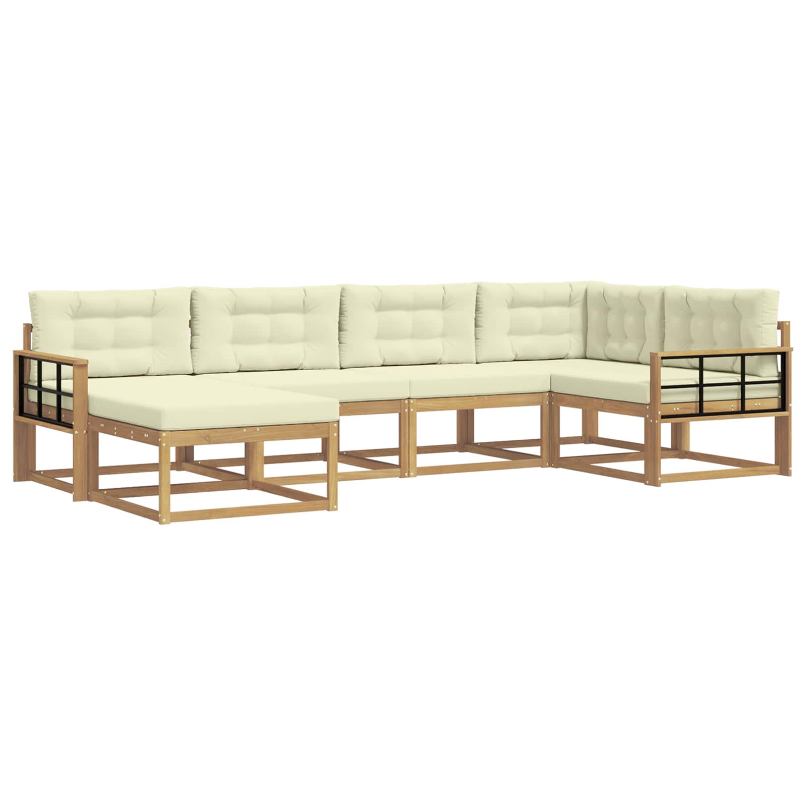 Udendørs sofagruppe 5 pcs Hvid og cremefarvet Polyester