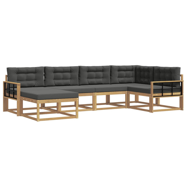 Udendørs sofagruppe med pude 5 pcs Hvid og antracit Polyester
