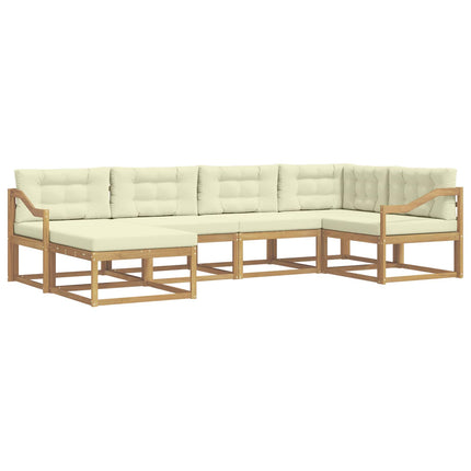 Udendørs sofagruppe 5 pcs Hvid og cremefarvet Polyester