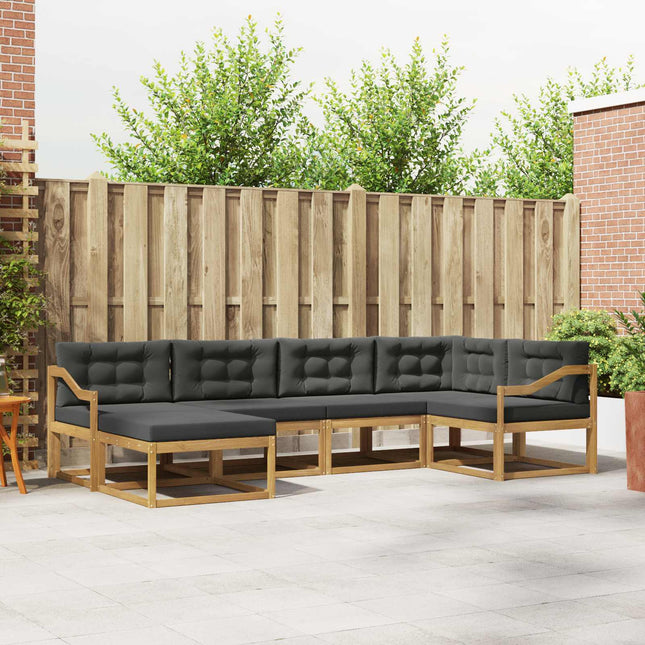Udendørs sofagruppe med pude 5 pcs Hvid og antracit Polyester