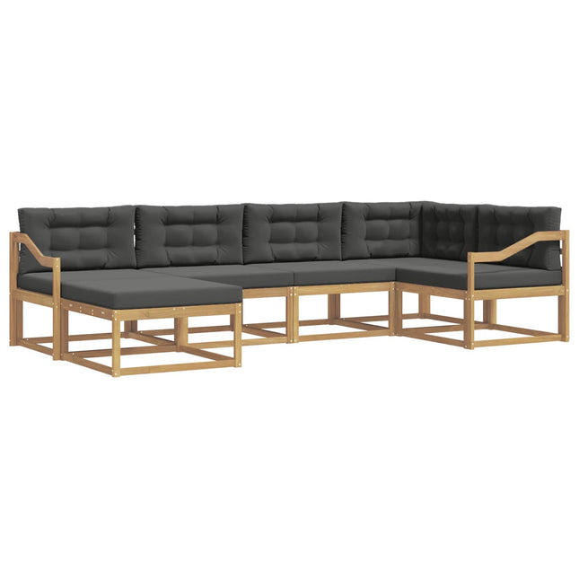 Udendørs sofagruppe med pude 5 pcs Hvid og antracit Polyester