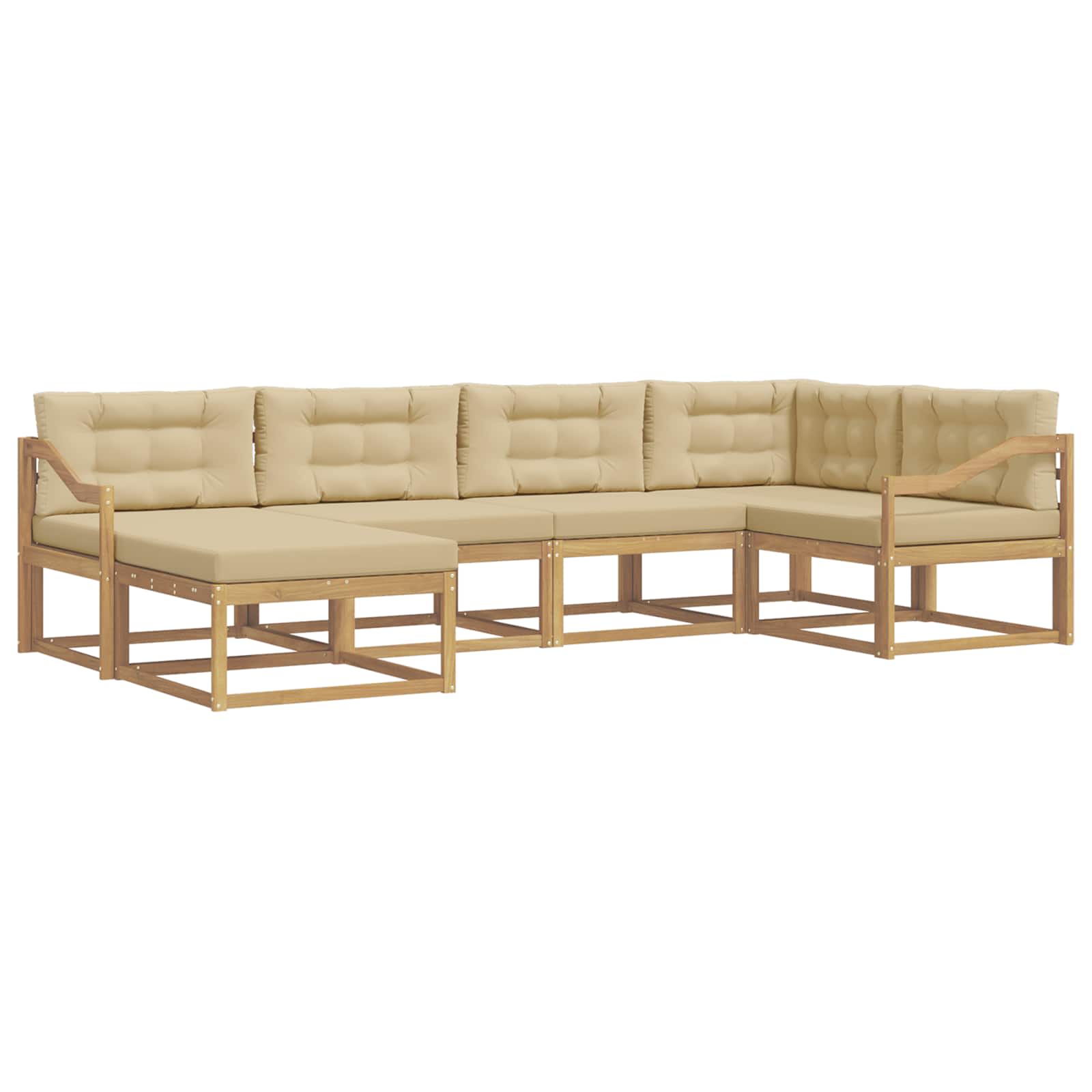 Udendørs sofagruppe med pude 5 pcs Hvid og Beige Polyester