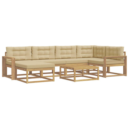 Udendørs sofagruppe 7 pcs Hvid og Beige