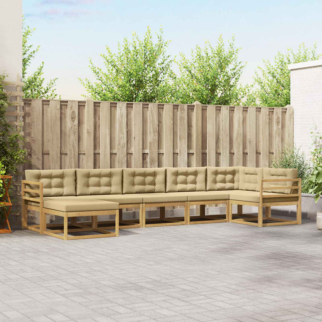 Udendørs sofagruppe med pude 7 pcs Hvid og Beige