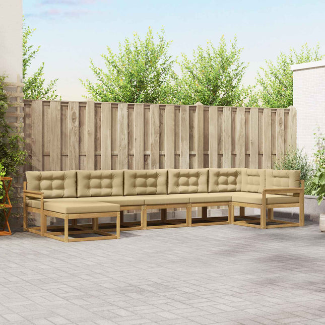 Udendørs sofagruppe med pude 7 pcs Hvid og Beige
