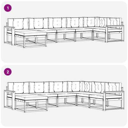 Udendørs sofagruppe med pude 7 pcs Hvid og cremefarvet