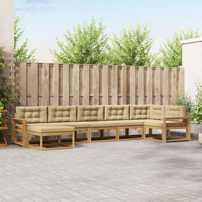 Udendørs sofagruppe med pude 7 pcs Hvid og Beige