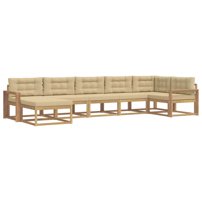Udendørs sofagruppe med pude 7 pcs Hvid og Beige