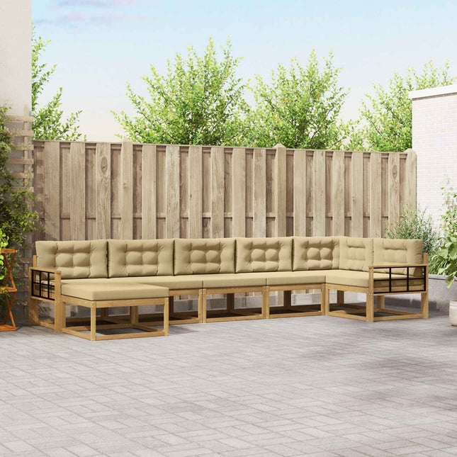 Udendørs sofagruppe med pude 7 pcs Hvid og Beige