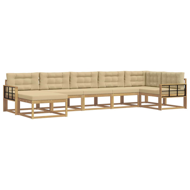 Udendørs sofagruppe med pude 7 pcs Hvid og Beige