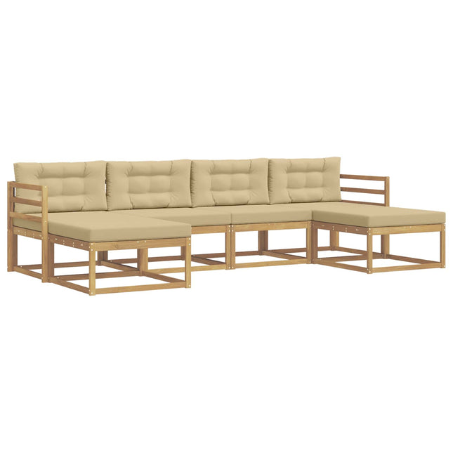 Udendørs sofagruppe med pude 6 pcs Hvid og Beige