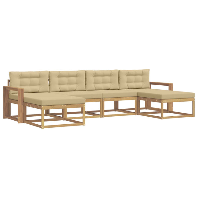 Udendørs sofagruppe med pude 6 pcs Hvid og Beige