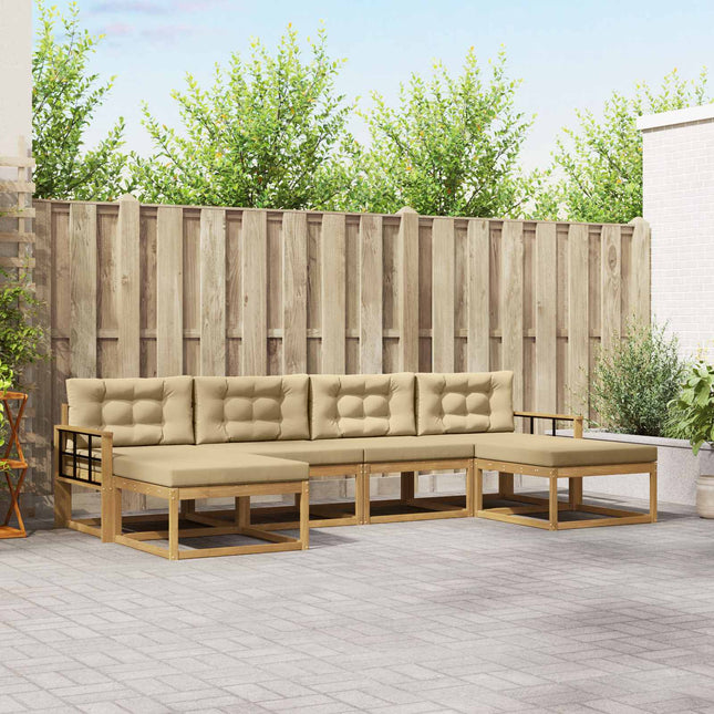 Udendørs sofagruppe med pude 6 pcs Hvid og Beige