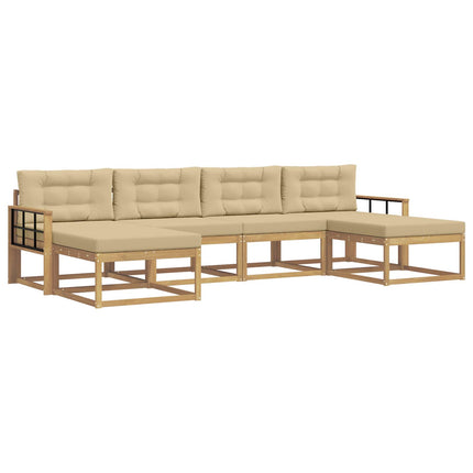Udendørs sofagruppe med pude 6 pcs Hvid og Beige