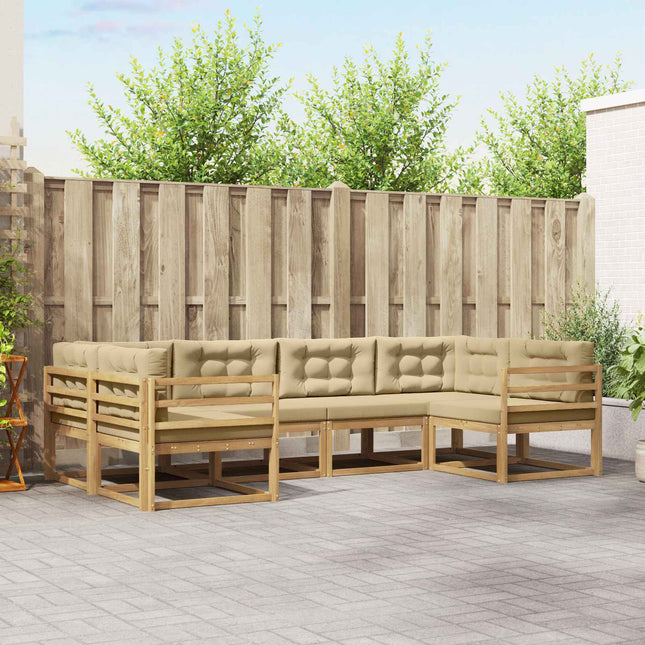 Udendørs sofagruppe med pude 6 pcs Hvid og Beige