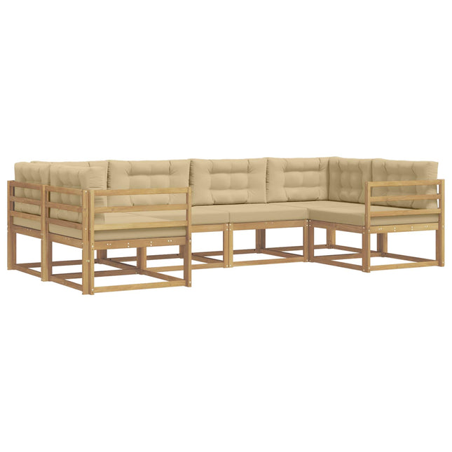 Udendørs sofagruppe med pude 6 pcs Hvid og Beige