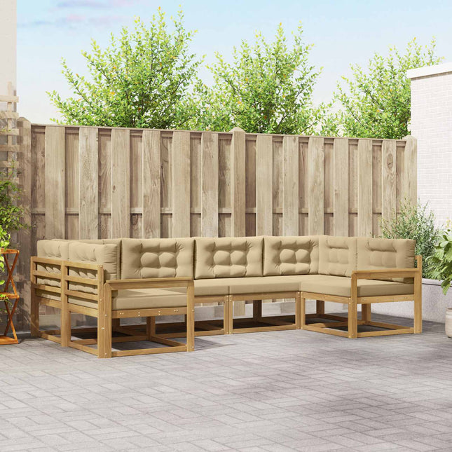 Udendørs sofagruppe med pude 6 pcs Hvid og Beige