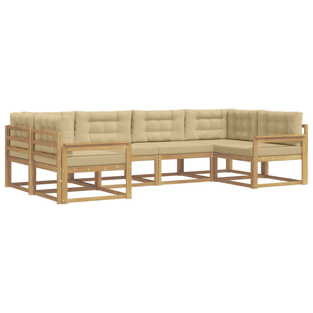 Udendørs sofagruppe med pude 6 pcs Hvid og Beige