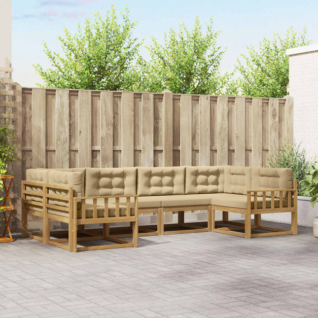 Udendørs sofagruppe med pude 6 pcs Hvid og Beige