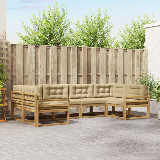 Udendørs sofagruppe med pude 6 pcs Hvid og Beige