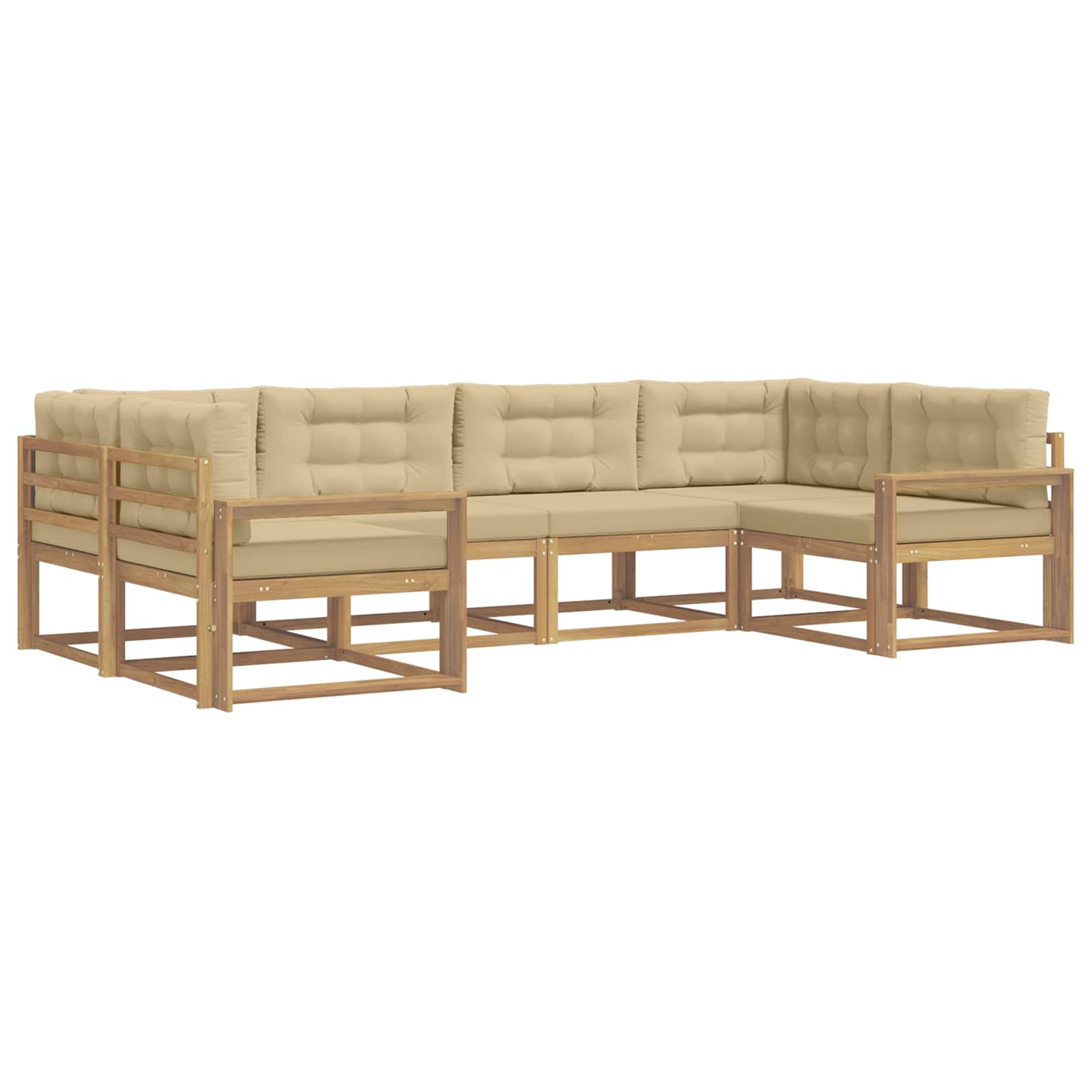 Udendørs sofagruppe med pude 6 pcs Hvid og Beige