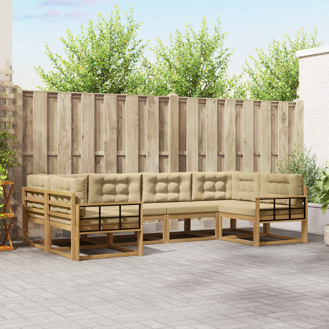 Udendørs sofagruppe med pude 6 pcs Hvid og Beige