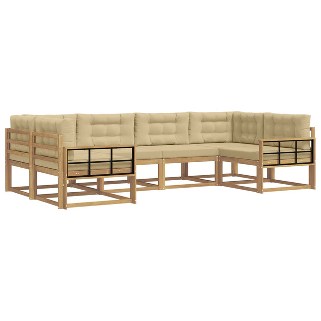 Udendørs sofagruppe med pude 6 pcs Hvid og Beige