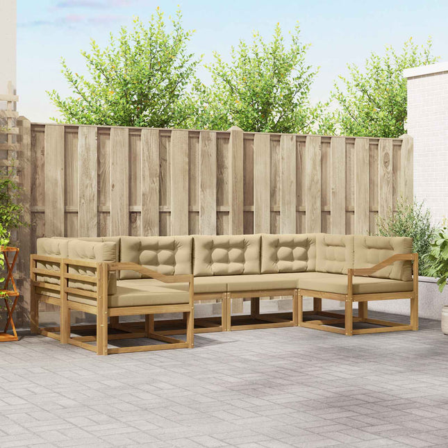 Udendørs sofagruppe med pude 6 pcs Hvid og Beige