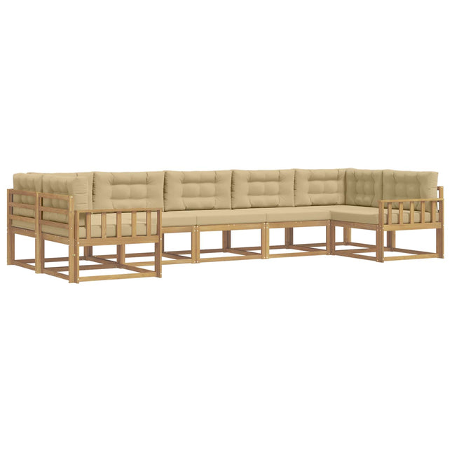 Udendørs sofagruppe med pude 7 pcs Hvid og Beige