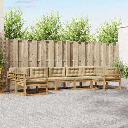 Udendørs sofagruppe med pude 7 pcs Hvid og Beige