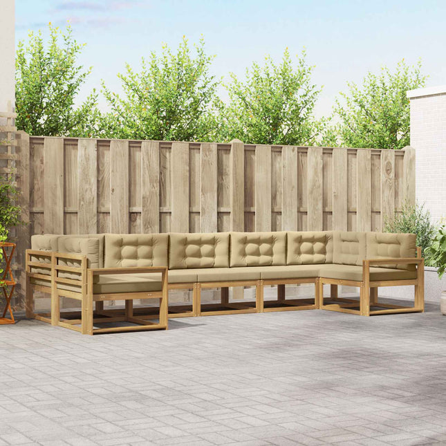 Udendørs sofagruppe med pude 7 pcs Hvid og Beige