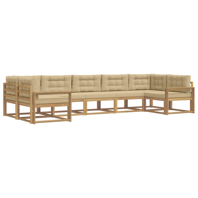Udendørs sofagruppe med pude 7 pcs Hvid og Beige