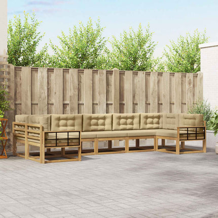 Udendørs sofagruppe med pude 7 pcs Hvid og Beige